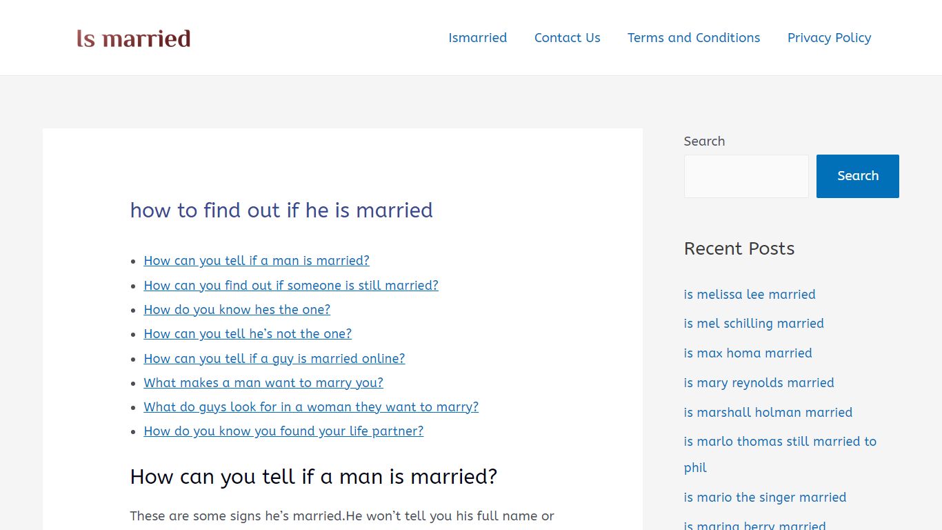 how to find out if he is married - Is married?